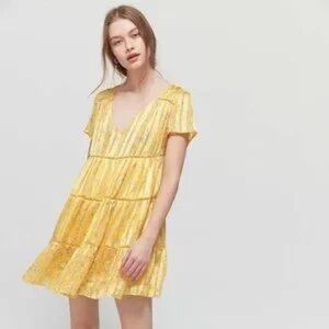 Urban Outfitters Yellow Floral Mini Dress
